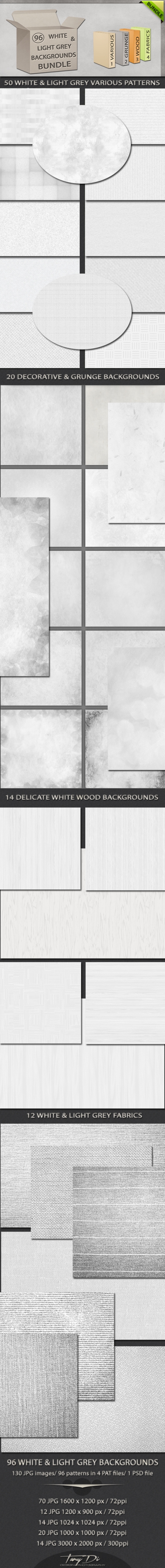 96 White & Light grey backgrounds Bundle
