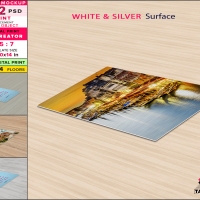 Metal Print on Floor, Photoshop Print Mockup, 5x7 Vertical Horizontal 3D PNG White & Silver plate 10x14, Scene creator, Ratio 5x7